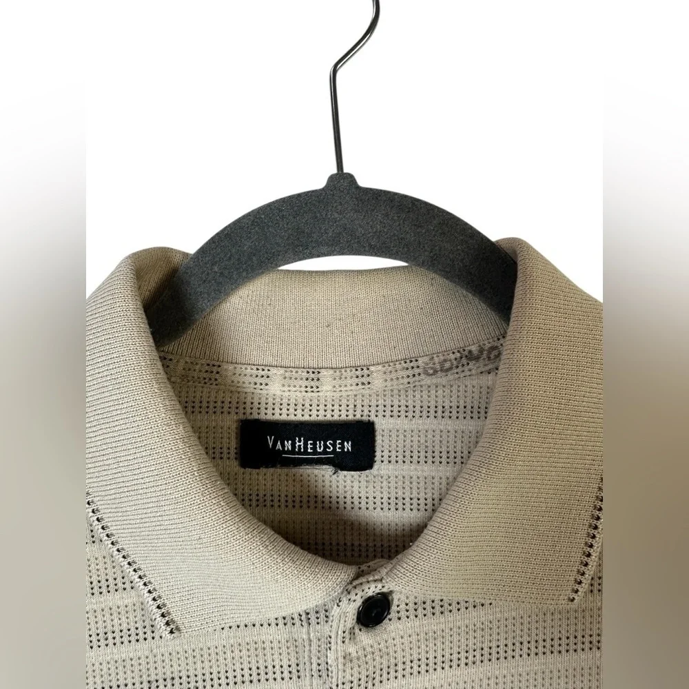 Van‎ Heusen Men’s Long Sleeve Polo Shirt Beige Size Large